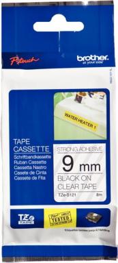 Tape TZES121/ transp/bk / 8m/9mm/PT 1000