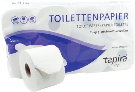 Tapira Top Toilettenpapier 3lg, Recycling, 250 Blatt/Rolle