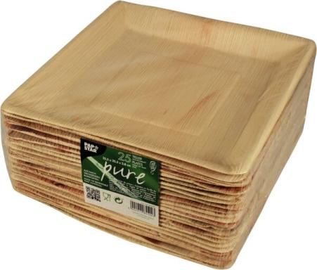 Teller pure eckig, 25 x 25 cm aus Palmblatt