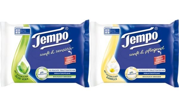 Tempo Feuchte Toilettentücher sanft & sensitiv,mit Aloe Vera (9540069)