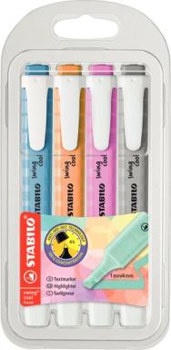 Textmarker STABILO swing cool 1-4mm, mit Clip, Pastell-Farben