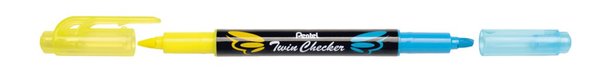 Textmarker Twin Checker, gelb/hellblau Strichstärke: 1,0 - 3,5mm