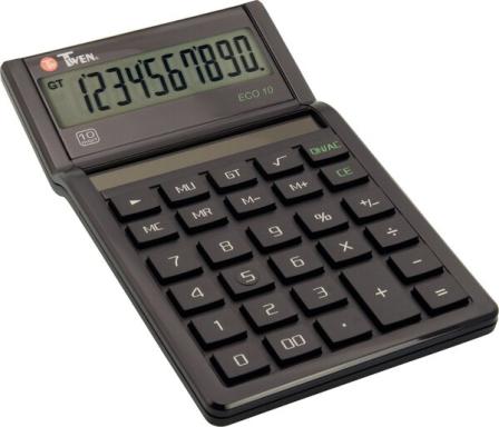 Tischrechner Eco 10, Solarbetrieb, schwarz, 10-stellig, vier Grund-