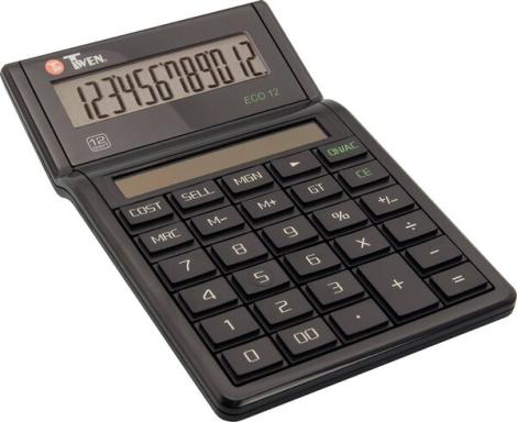 Tischrechner Eco 12, Solarbetrieb, schwarz, 12-stellig, vier Grund-