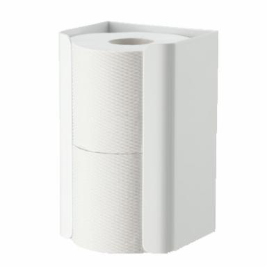 Toilettenpapier-Rollen-Ersatzrollenhalter für 2 Rollen, Aluminium weiß pulverbeschichtet <br>Reserve-Rollenhalterung frei befüllbar mit WC-Papier-Haushaltsrollen