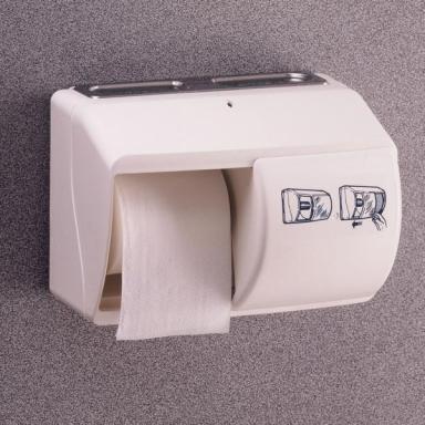 Toilettenpapier-Rollen-Spender für 2 Rollen Kunststoff weiß mit weißem Schiebe-Deckel