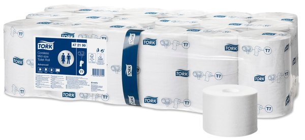 Toilettenpapier hülsenlos, Advanced, 2-lagig, weiß, T7 System