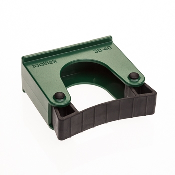 Toolflex Gerätehalterung 30 - 40 mm für Alu-Schiene <br>Halter grün, Gummi schwarz
