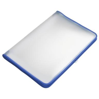 Transparent-Portfolio, A3, blau, Folie matt, mit Textil-Reißverschluss