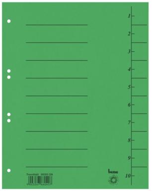 Trennblätter A4 vollfarbig grün mit Beschriftungslinien