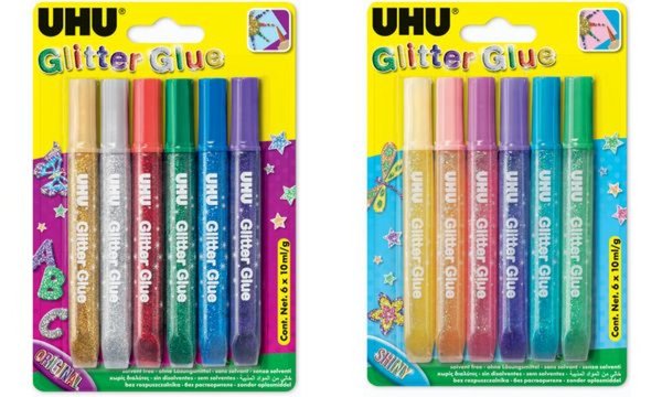 UHU Glitzerkleber Glitter Glue Shin y, Inhalt: 6 x 10 ml (5650715)