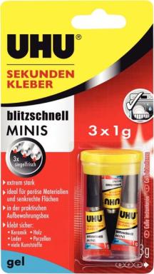 UHU Sekundenkleber blitzschnell mini 3 x 1 g