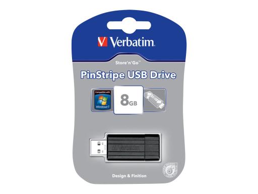 USB-Disk Verbatim  8GB 2.0 Pin Stripe black