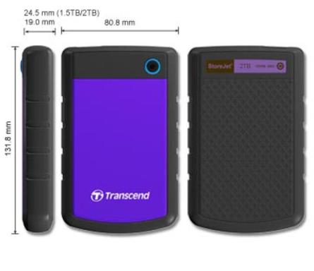 USB 2TB TRANSCEND HD StoreJet mobile USB3.0 violett