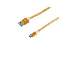  USB Micro B-ST flach Alu gold 0,3m (14-50038)