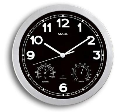 Uhr MAULdrive 30RC Funkuhr silber Wanduhr Kunststoff Rahmen Ø 30cm