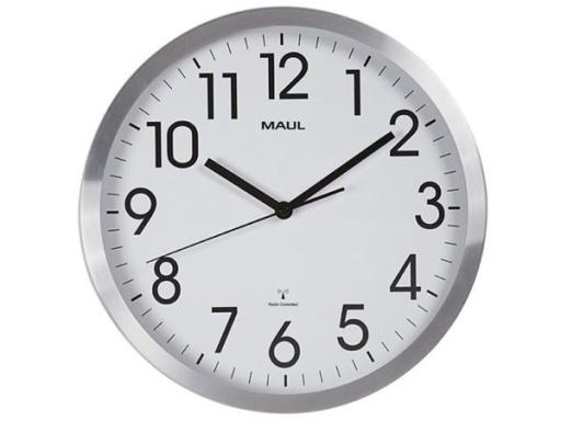 Uhr MAULmove 30RC Funkuhr silber Wanduhr Aluminium Rahmen Ø 30,5cm