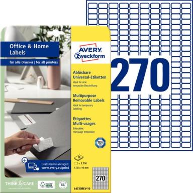 Universal-Etiketten ablösbar, weiß 17,8 x 10 mm, für I/L/FL