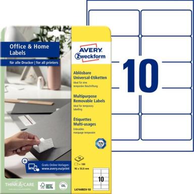 Universal-Etiketten ablösbar, weiß 96 x 50,8 mm, für I/L/FL