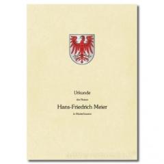 Urkundenumschläge BRB chamois, Druck: LW farbig, Text schwarz Urkundenumschläge BRB chamois, Druck: LW farbig, Text schwarz