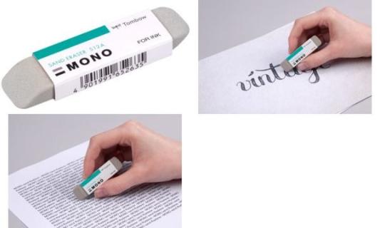 Tombow Naturkautschuk-Radierer "MONO sand", grau, für Tinte