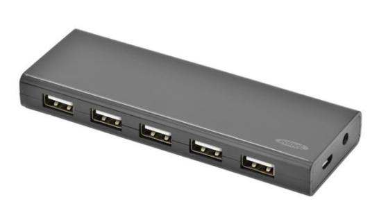 ednet USB 2.0 Hub, 10-Port, schwarz , inkl. Netzteil (8085139)