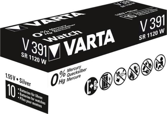 VARTA Uhrenbatterie V 391 High Drain Silber 40 mAh 1,6 V