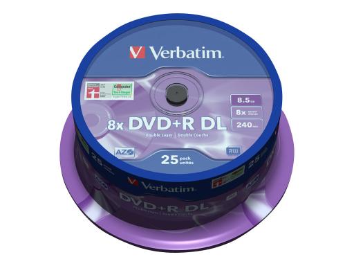 VERBATIM MED DVD+R Verbatim 8.5 GB 8x DDL 025er CakeBox