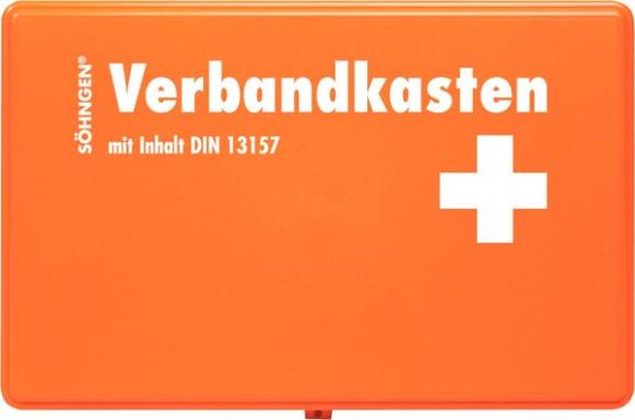 Verbandskasten KIEL orange, gefüllt, Standard nach DIN 13157, Kunststoff