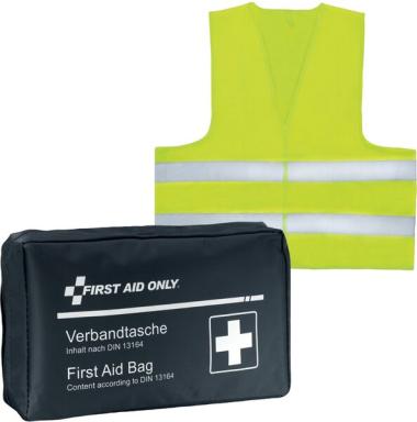 Verbandtasche für Motorrad DIN 13167 blau, mit Warnweste, Heftpflaster-