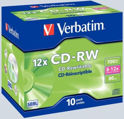 Verbatim CD-RW 80min/700MB 12x, 10er Jewelcase