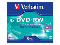 Verbatim DVD-RW 4.7GB 4x, 5er Jewelcase