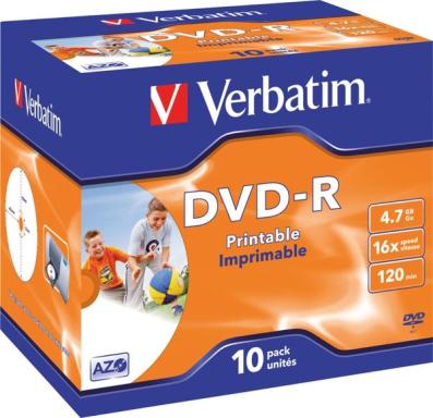 Verbatim DVD-R 4.7GB 16x, 10er Jewelcase printable