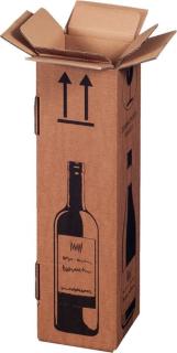 Versandkarton braun für Flaschen, PTZ geprüft, für 1 Flasche