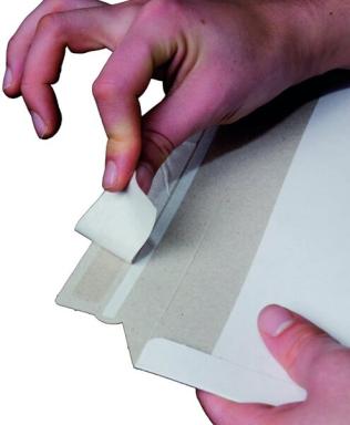 Versandtasche weiß Vollpappe hk m. Aufreißfaden für A3