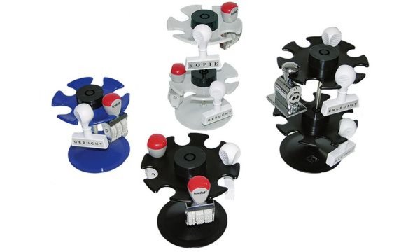 WEDO Stempelträger 6-fach, rund, lichtgrau Teller aus pulverbeschichtetem Metal