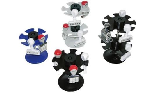 WEDO Stempelträger 6-fach, rund, schwarz Teller aus pulverbeschichtetem Metall,