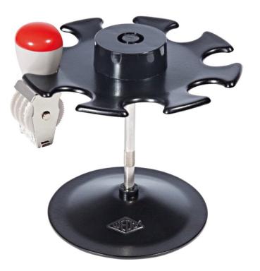 WEDO Stempelträger 8-fach, rund, schwarz Teller aus pulverbeschichtetem Metall,