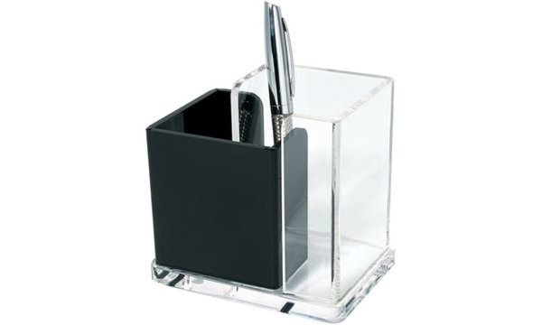 WEDO Stifteköcher "acryl exklusiv", 2 Fächer, glasklar- schwarz, aus Acryl, im 