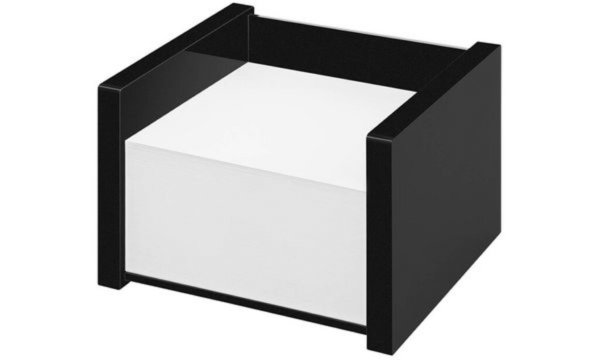 WEDO Zettelbox "black office", schwarz aus Acryl, mit 500 Blatt weißem Notizpap