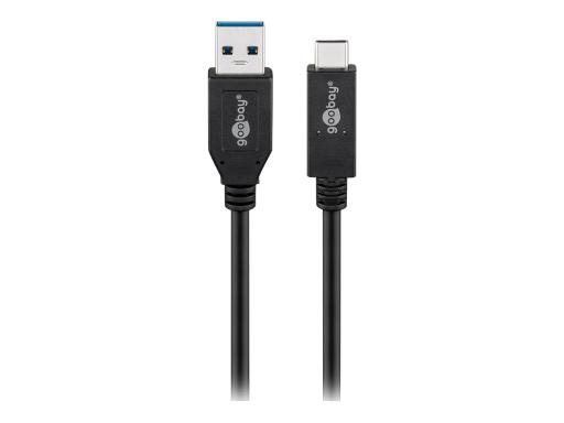 WENTRONIC Goobay USB-C? Kabel USB 3.1 Generation 2, 3A, schwarz, 0.5 m - USB-St