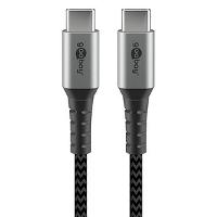 WENTRONIC Goobay USB-C auf Textilkabel mit Metallsteckern space grau/silber 2 m