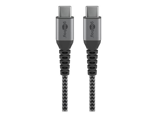 WENTRONIC Goobay USB-C auf Textilkabel mit Metallsteckern space grau/silber 0.5