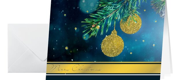 Weihnachts-Karten (inkl. Umschläge) Golden Glitter, Lack/Folienprägung, A6
