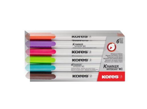 Whiteboard/Flipchartmarker-Set fine 6 Farben, Rundspitze 1 mm, schnell