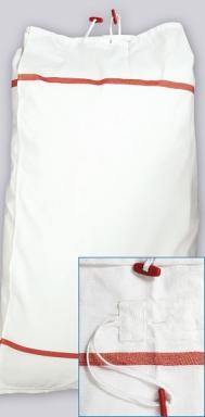 Wäschesack mit Knebelverschluss für 12 kg mit farbigem Streifen | blau, gelb, grau, grün, rot, weiß <br>Wäschetransportsack/Wickelsack