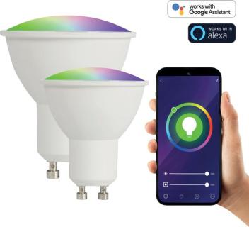 Smart WLAN LED Leuchte GU10 RGBW 2er Zugriff per WLAN und App von überall