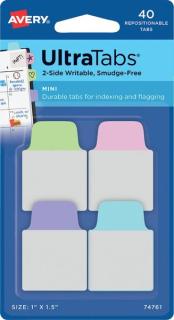 AVERY Zweckform Haftstreifen UltraTabs Pastell, 25,4 x 38 mm