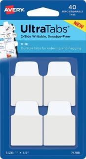 AVERY Zweckform Haftstreifen UltraTabs Weiß, 25,4 x 38 mm