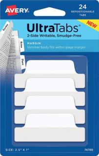 AVERY Zweckform Haftstreifen UltraTabs Weiß, 63,5 x 25 mm